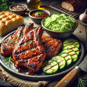 BBQ-Karbonades met Komkommersalade en Focaccia