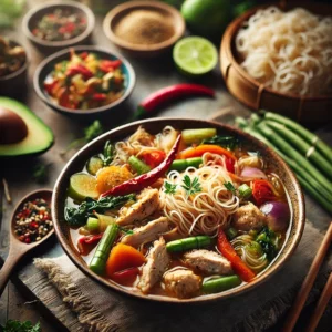 Bami-Mihoen Soep met Kip en Wokgroenten