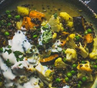 Curry met linzen, bloemkool & pompoen