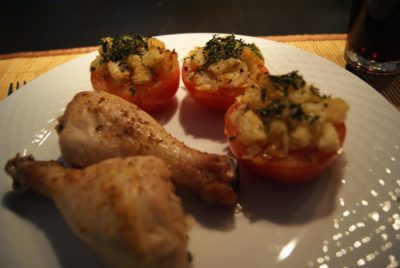 Gebraden kipdrumsticks met Provençaalse tomaten