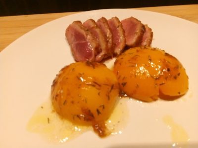 Eendenborstfilet met perzik