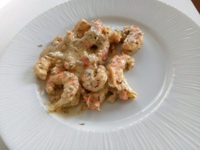 Gamba’s à la crème fraîche