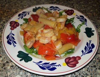 Garnalen met paprika,kaas en pasta a la Sandra