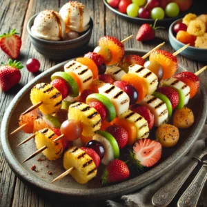 Gegrilde Fruitsalade Spiesjes met Roomijs