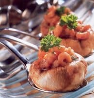 Gevulde champignons met garnalen