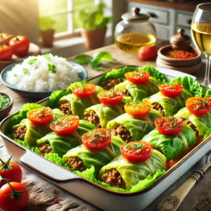 Groene Kool Rolletjes met Gehakt en Tomatensaus