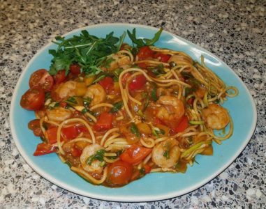 Grote Garnalen met Pasta a la Sandra