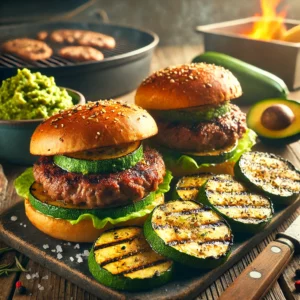 Hamburgers met Gegrilde Courgette en Guacamole