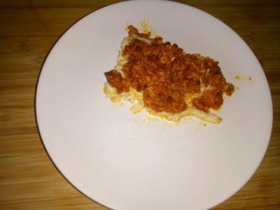 Kabeljauw met chorizo-parmezaan crumble