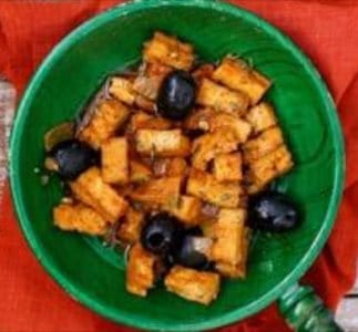 Kruidige tempé met venkel en aardappelpuree