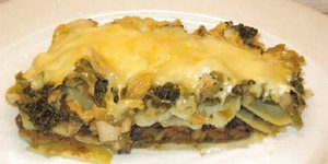 Lasagne van groene kool en aardappel