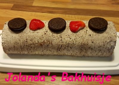 Oreo rolbiscuit met aardbeien