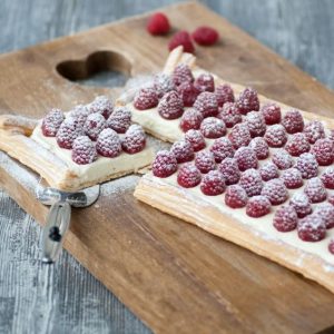 Plaattaart met mascarpone en frambozen