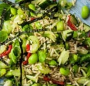 Rijstsalade met edamame en zeerwier