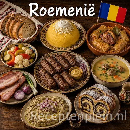 Roemeense keuken met sarmale, mici, traditionele soepen en authentieke Roemeense gerechten op een houten tafel