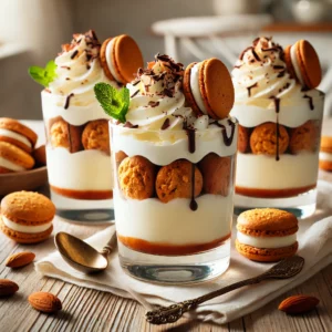 Romige Vanille Dessert met Bitterkoekjes