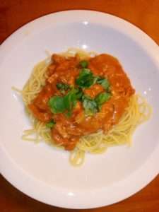 Romige spaghetti all’amatriciana