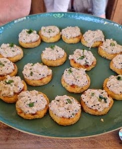 Rösti rondje met Baba Ganoush en Sesam