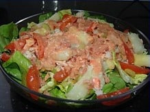 Salade met asperges en garnalen