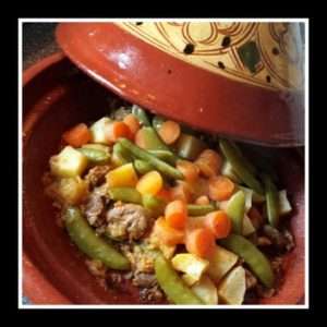 Lamsbout met groenten uit de Tajine