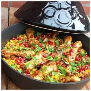 Tajine Kip met Granaatappel en Bulgur