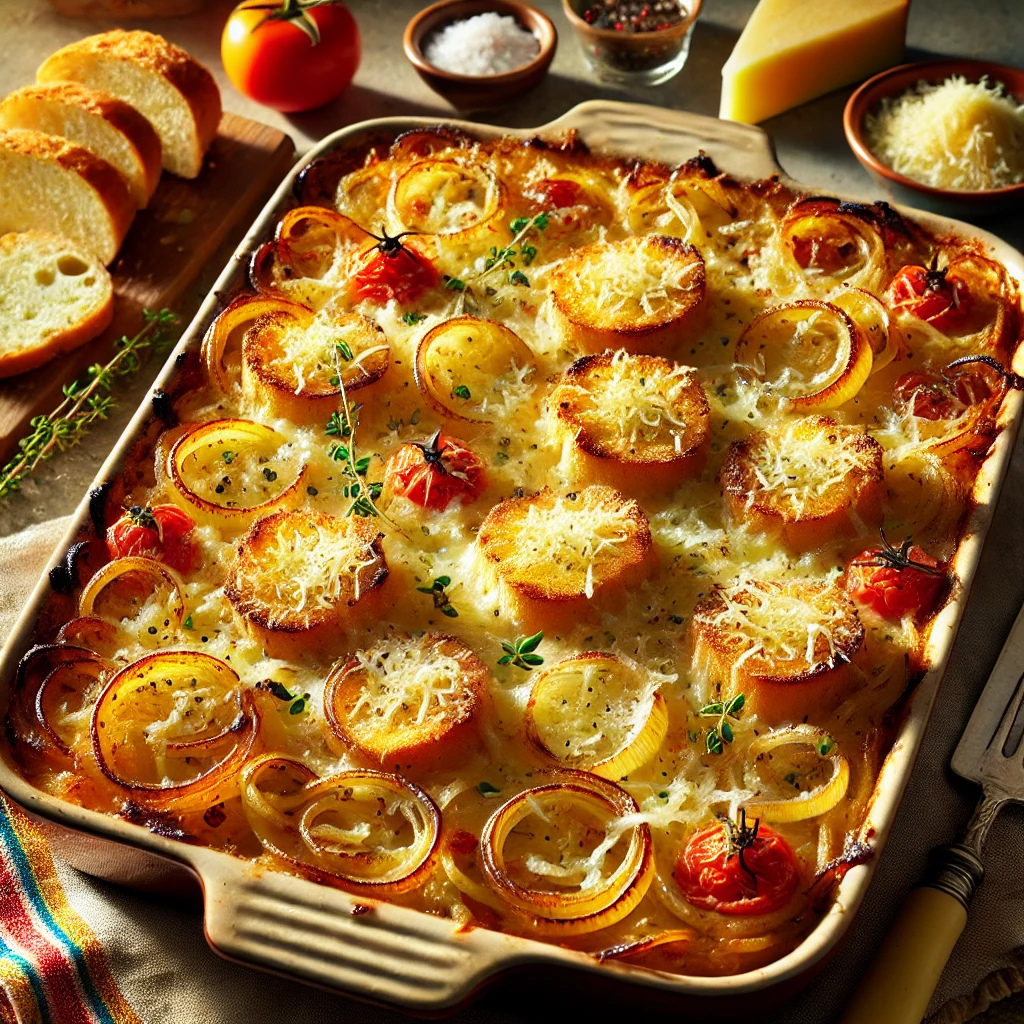 Uiengratin met Kaas-Toast