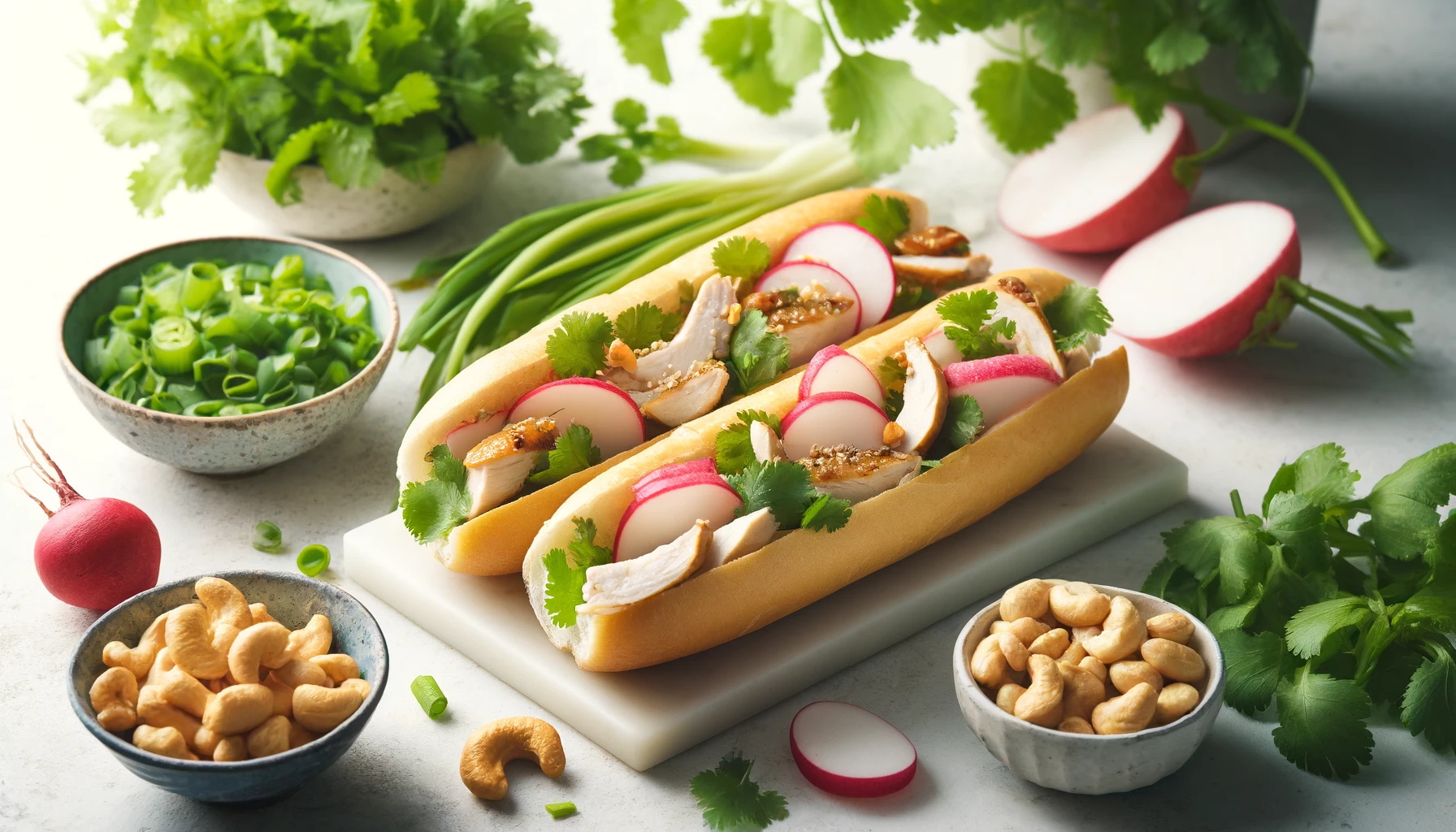 Vietnamees Bánh Mì met Kip en Koriander