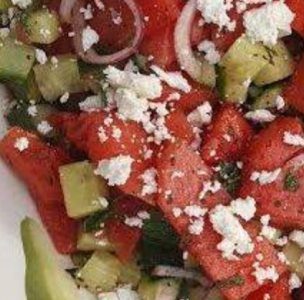 Watermeloen salade met munt en feta