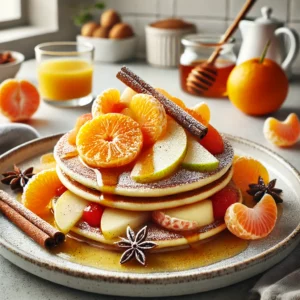 Winterfruit Pannenkoekjes met Sinaasappelsaus