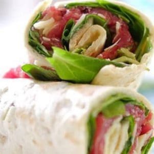 Wraps met carpaccio, Parmezaanse kaas