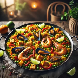Zomerse Zeevruchten Paella met Kip en Groenten