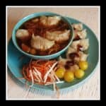 Gyoza (dumplings) gevuld met Panga filet in Aziatische bouillon