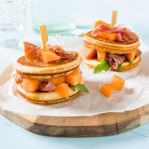 Pancake Burger met Meloen en Ham
