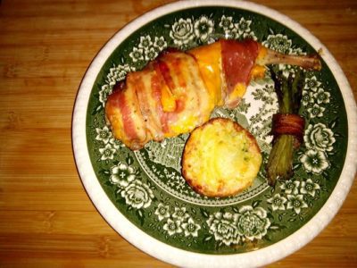 Konijnenbout met cheddar en gerookt spek