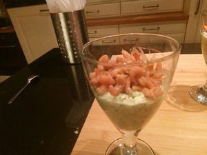 Mousse van courgette met garnalen