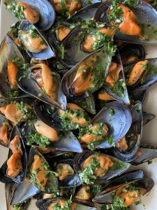 Mosselen in hete saus