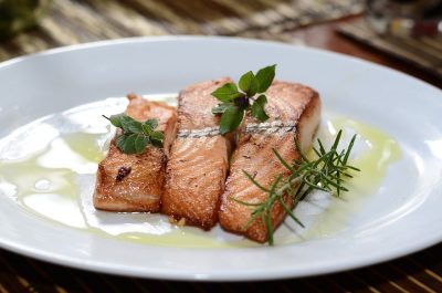 Zalm met riso en sperziebonen