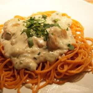 Spaghetti van quinoa met garnalen