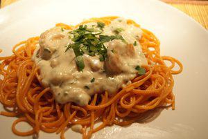 Spaghetti van quinoa met garnalen