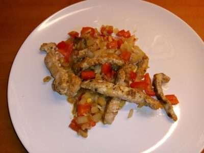 Varkensreepjes met paprika