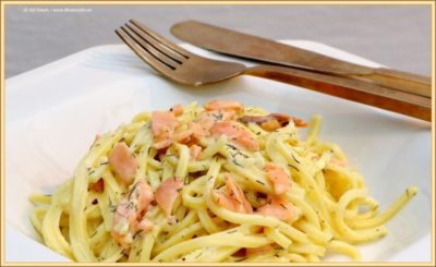 Pasta met gerookte zalm
