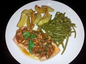 Zalm met garnalensaus