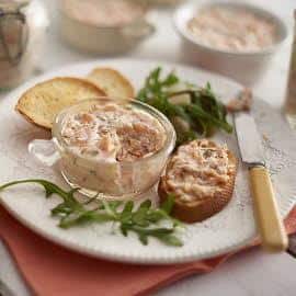 Paté van gebakken en gerookte zalm